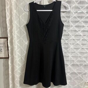 Deep V sheer lace solid fit and flair dress size medium